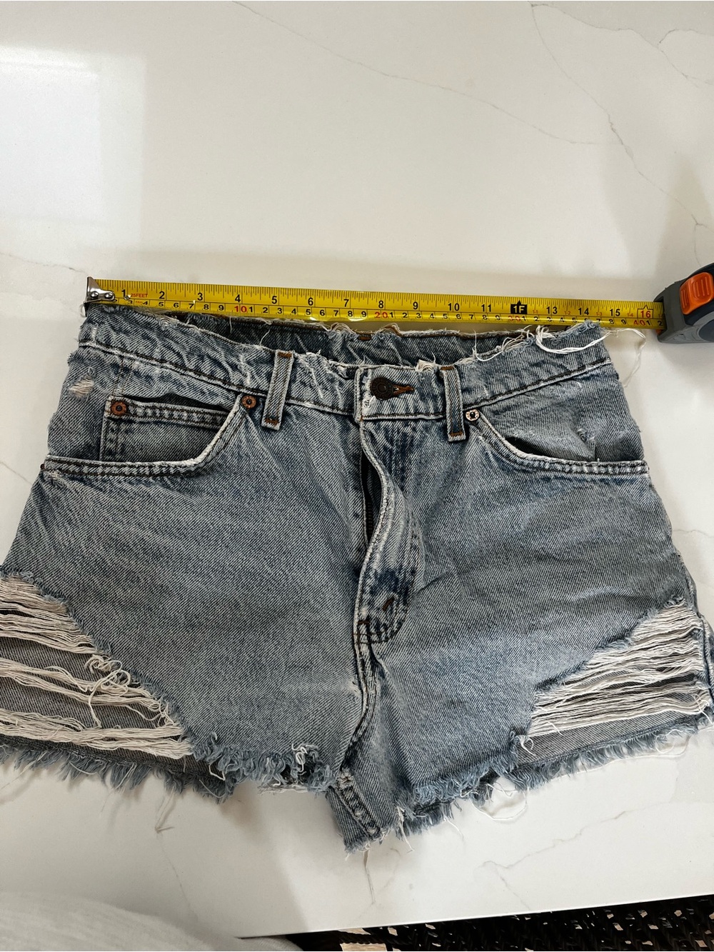 Levi’s Classic High-Waist Distressed Denim Shorts - Light Blue